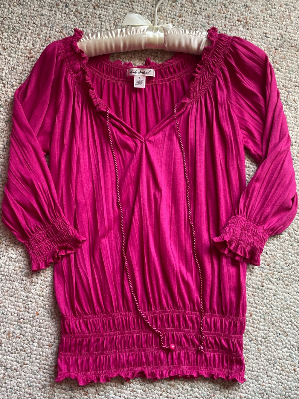 ๐ธFuchsia Ruffled Boho Peasant Top๐ธ - Picture 4 of 4